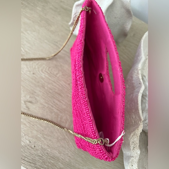 NWT Viral Antik Kraft Hot Pink Beaded Crossbody Clutch, Handcrafted in India - Picture 6 of 8